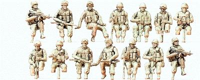 Preiser Modern US Army Unpainted Seated Drivers & Soldiers Model Railroad Figures HO Scale #16564