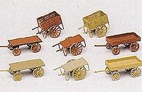 Preiser Handcarts - Assorted - HO-Scale (8) HO Scale Model Railroad Building Accessory #17103