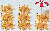 Preiser Tables & Chairs with Umbrella Model Railroad Building Accessory HO Scale #17201