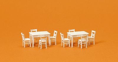 Preiser Table & Chairs White Model Railroad Building Accessory HO Scale #17217