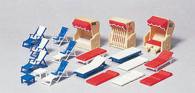 Preiser Beach Chairs, Lounges & Huts HO Scale Model Railroad Building Accessory #17308