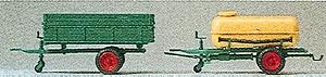Preiser Trailer Single-Axle Dump & Tank Trailers HO Scale Model Railroad Vehicle #17917