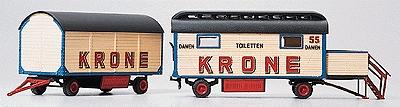 Preiser Krone Equipment Trailer & Restroom Trailer HO Scale Model Railroad Vehicle #21052