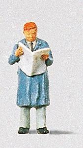 Preiser Man Reading Newspaper Model Railroad Figure HO Scale #28016