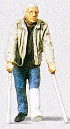 Preiser Man with Broken Leg Model Railroad Figure HO Scale #28019