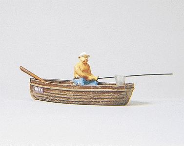 Preiser Angler in a Boat Model Railroad Figure HO Scale #28052