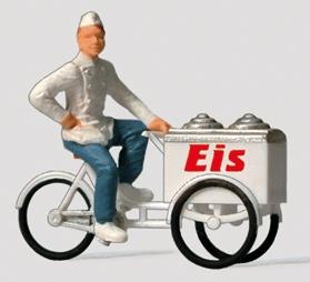 Preiser Ice Cream Man with Cart Model Railroad Figure HO Scale #28075