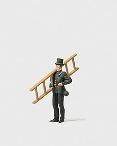 Preiser Chimney Sweep with Ladder Model Railroad Figure HO Scale #28080