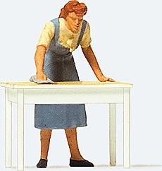 Preiser Housewife Cleaning the Table Model Railroad Figure HO Scale #28134