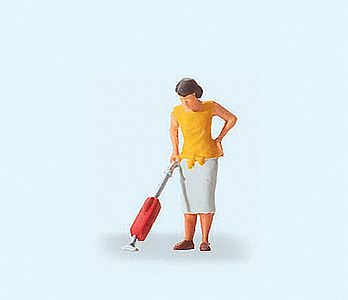 Preiser Woman with Vacuum Cleaner Model Railroad Figure HO Scale #28141