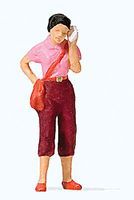 Woman with Cell Phone Model Railroad Figure HO Scale #28166