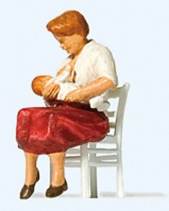 Preiser Nursing Mother with Baby & Chair Model Railroad Figure HO Scale #28176
