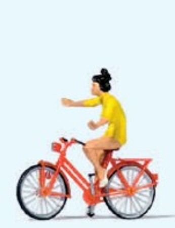 Preiser Look No Hands with Bicycle Model Railroad Figure HO Scale #28181