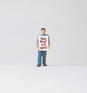 Preiser Man Carrying Sandwich Board Sign Model Railroad Figure HO Scale #29049