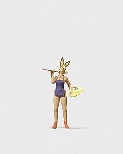 Preiser Female Artist with Bunny Ears Model Railroad Figure HO Scale #29072