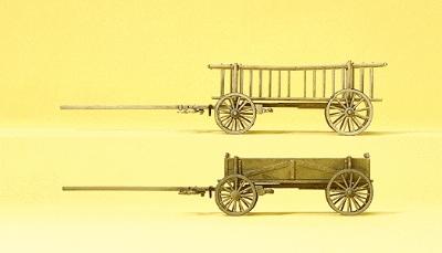 Preiser Rack Wagon & Box Wagon HO Scale Model Railroad Vehicle #30413