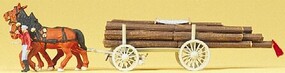 Preiser Horse-Drawn Log Wagon with Driver & Load - HO-Scale