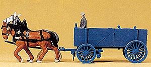 Preiser Horse-Drawn Ore Wagon with Driver & Horses HO Scale Model Railroad Vehicle #30468