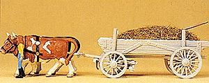 Preiser Ox-Drawn Manure Wagon with Driver, Load & Ox HO Scale Model Railroad Vehicle #30474
