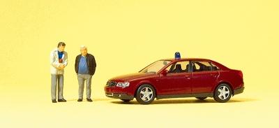 Preiser Audi A4 Police Car with Detectives Model Railroad Figure HO Scale #33250