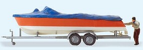 Motorboat w/ Trailer on Trailer HO Scale Model Railroad Vehicle #33255