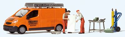 Preiser Opel Vivaro Cargo Van & Accessories HO Scale Model Railroad Vehicle #33259