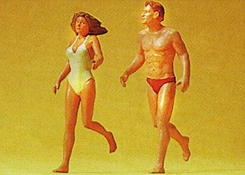 Preiser Couple Jogging on Beach Model Railroad Figures G Scale #45018