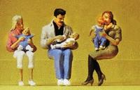 Preiser Seated Parents with Babies Model Railroad Figures G Scale #45024