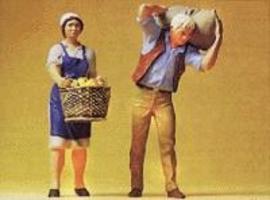Preiser Farmer with Sack & Wife with Basket Model Railroad Figures G Scale #45072 Preiser Farmer with Sack & Wife with Basket Model Railroad Figures G Scale #45072
