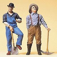 Preiser Standing Laborers with Spade & Pick-Axe Model Railroad Figures G Scale #45101