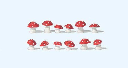 Preiser Toadstool Mushrooms Red-White Caps pkg(12) - G-Scale