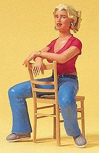 Preiser Young Woman Seated with Chair Model Railroad Figures G Scale #45508