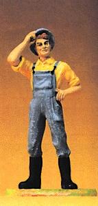 Preiser Farmer In Overalls & Boots Model Railroad Figure 1/25 Scale #47101