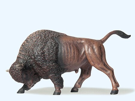 Preiser Charging Buffalo Bull with Head Down Model Railroad Figure 1/25 Scale #47535