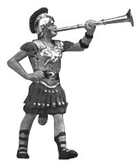 Preiser Roman Soldier Marching with Fanfare Trumpet Model Railroad Figure 1/25 Scale #50203
