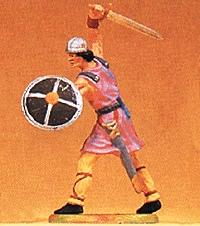 Preiser Norman Soldier Attacking with Sword & Shield #2 Model Railroad Figure 1/25 Scale #50933