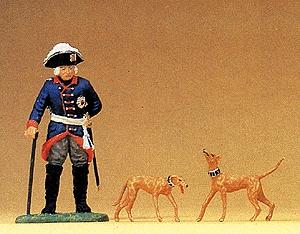 Preiser Fredrich II of Prussia Standing with 2 Whippets Model Railroad Figures 1/24 Scale #54101