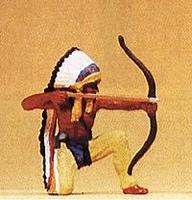 Preiser Native American Kneeling Chief Shooting Bow Model Railroad Figure 1/25 Scale #54614 Preiser Native American Kneeling Chief Shooting Bow Model Railroad Figure 1/25 Scale #54614