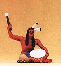 Preiser Native American Warrior Beating Ceremonial Drum Model Railroad Figure 1/25 Scale #54619