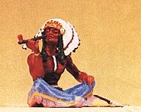 Preiser Native American Chief Smoking Peace Pipe Model Railroad Figure 1/25 Scale #54620