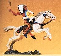 Preiser Mounted Indian Chief with Tomahawk & Shield Model Railroad Figure 1/25 Scale #54650