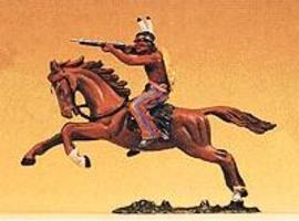 Preiser Indian Warrior on Horseback Firing Rifle Model Railroad Figure 1/25 Scale #54651 Preiser Indian Warrior on Horseback Firing Rifle Model Railroad Figure 1/25 Scale #54651