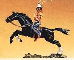Preiser Indian on horse with Rope 1/25 Scale Model Railroad Figure #54652 Preiser Indian on horse with Rope 1/25 Scale Model Railroad Figure #54652