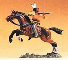 Preiser Mounted Indian Warrior Firing Rifle Sideways Model Railroad Figure 1/25 Scale #54656