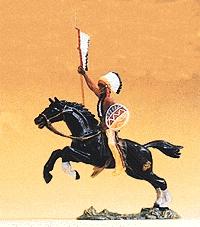 Preiser Mounted Indian Chief Carrying Spear & Shield Model Railroad Figure 1/25 Scale #54659