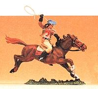 Preiser Mounted Cowboy Throwing Rope Model Railroad Figure 1/25 Scale #54822