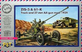 PST ZIS5 Truck w/37mm AA Gun Plastic Model Artillery Kit 1/72 Scale #72028 PST ZIS5 Truck w/37mm AA Gun Plastic Model Artillery Kit 1/72 Scale #72028