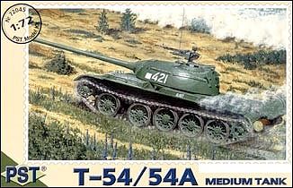 PST T54/54A Med. Soviet Tank Plastic Model Tank Kit 1/72 Scale #72045