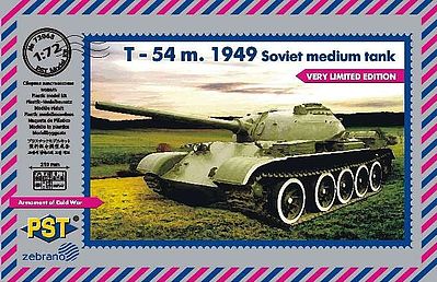PST T54 1949 Soviet Mudium Tank Plastic Model Tank Kit 1/72 Scale #72068