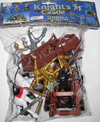 Playsets 1/32 Knights & Armor Figure Playset (6 w/Weapons, 2 Horses, Cannon, Catapult & Acc) (Bagged)
